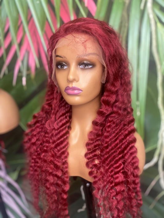 RUBY RED DEEP WAVE FRONTAL LACE WIG